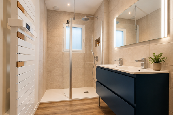 Rénovation complète d'une salle de bains réalisée par ADAPT' & RÉNOV'