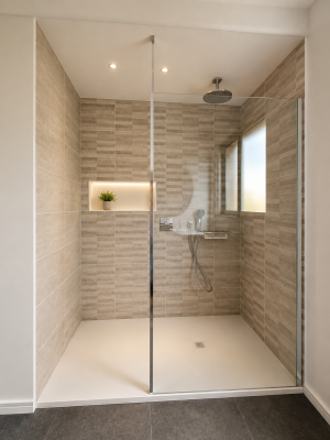Salle de bains avec douche à l'italienne réalisée à Monts
