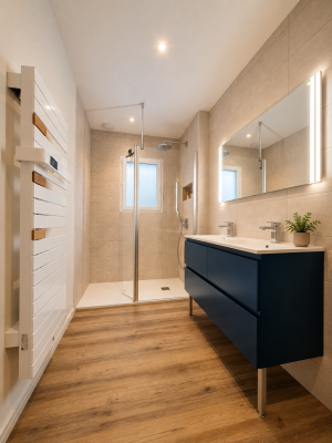 Rénovation complète d'une salle de bains réalisée par ADAPT' & RÉNOV'